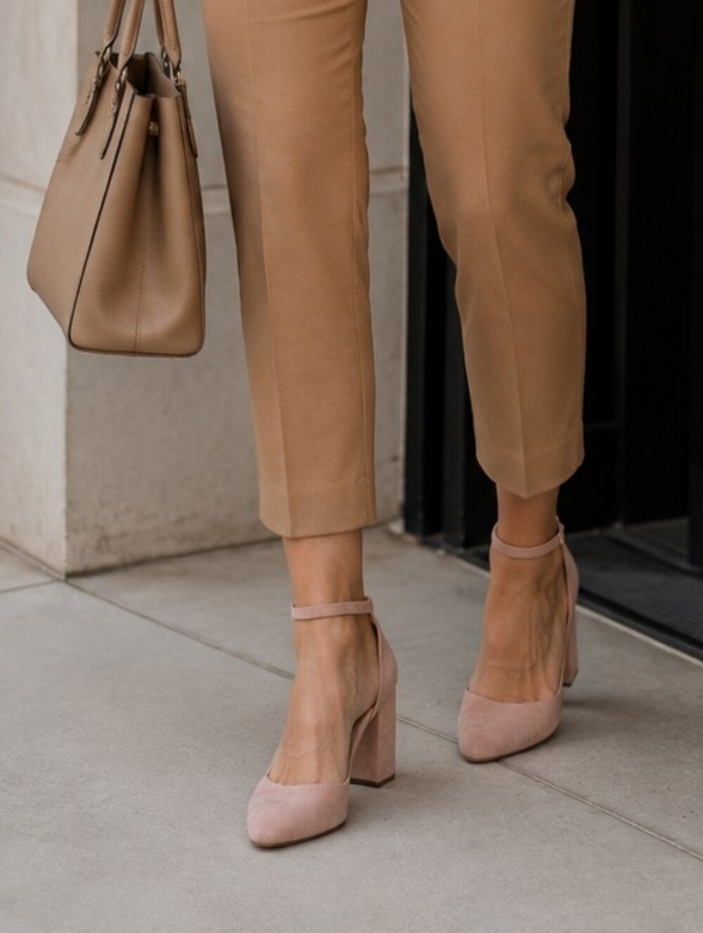 Women’s Ankle Strap Block Heel Pumps - Blush Size 8